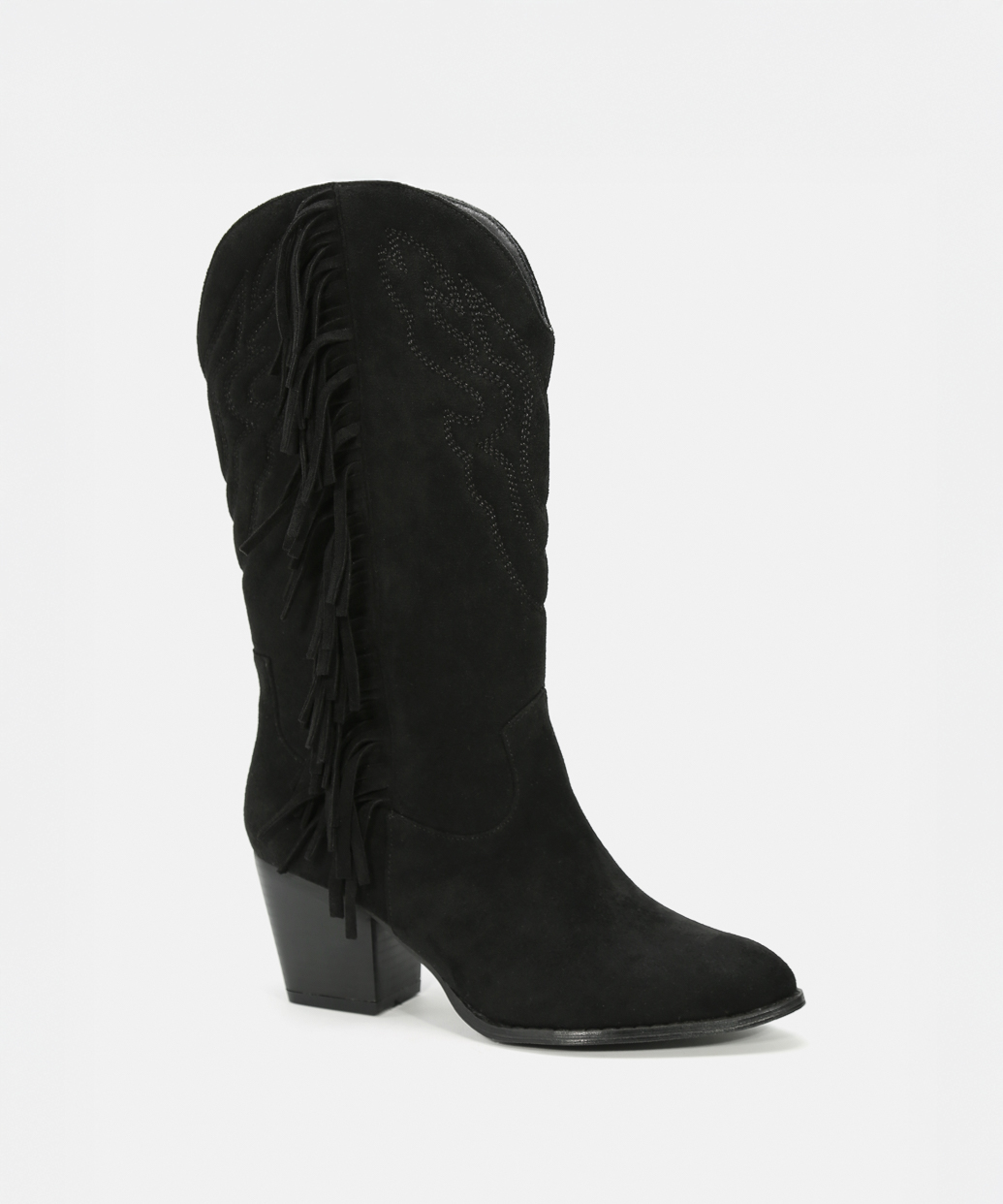 Botas cowboy flecos tac&oacute;n media ca&ntilde;a  image number null